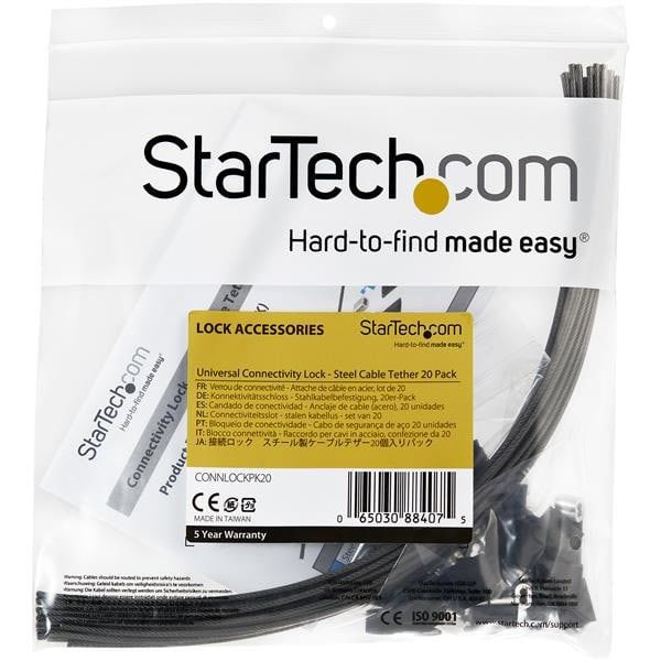 StarTech.com Anti-diefstal kabel verstelbaar staal set van 20 (CONNLOCKPK20)