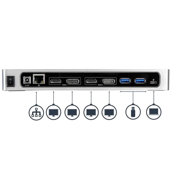 StarTech.com Hybride dual 4K USB-C docking station - met 6x USB 3.0 poorten - USB-A compatibel (DK30A2DH)