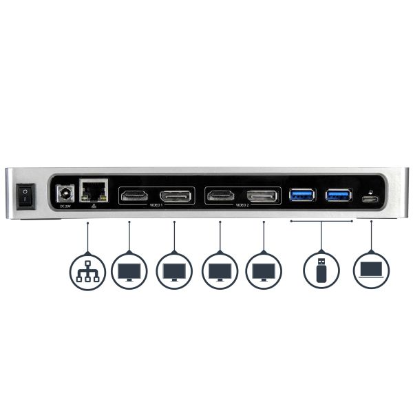 StarTech.com Hybride dual 4K USB-C docking station - met 6x USB 3.0 poorten - USB-A compatibel (DK30A2DH)