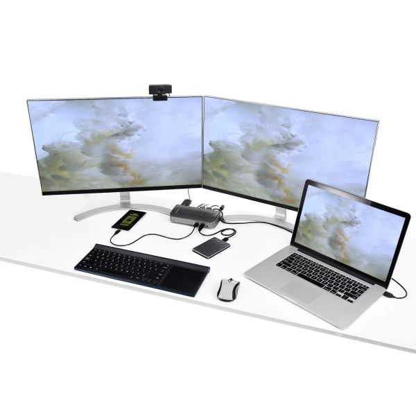 StarTech.com USB-C USB-A Dock - Hybride Universeel USB 3.0 Docking Station voor USB-C of USB-A Laptop - Dual Monitor 4K 60Hz HDMI/DisplayPort - 6x USB-A, GbE - USB 3.1 Gen 1 - Windows/Mac