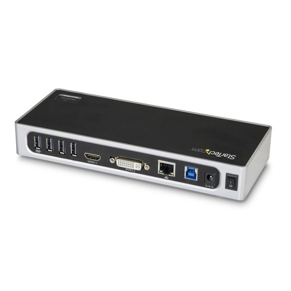 StarTech.com USB 3.0 Docking Station - Dual Monitor Laptop Docking Station met HDMI & DVI/VGA Video - 6-port USB 3.1 Gen 1 5Gbps Hub, GbE, Audio - Universeel USB Type-A Dock - Windows & Mac (DK30ADD)