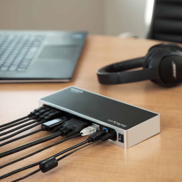StarTech.com USB 3.0 Docking Station - Dual Monitor Laptop Docking Station met HDMI & DVI/VGA Video - 6-port USB 3.1 Gen 1 5Gbps Hub, GbE, Audio - Universeel USB Type-A Dock - Windows & Mac (DK30ADD)