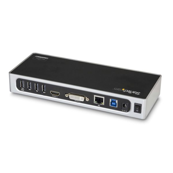StarTech.com USB 3.0 Docking Station - Dual Monitor Laptop Docking Station met HDMI & DVI/VGA Video - 6-port USB 3.1 Gen 1 5Gbps Hub, GbE, Audio - Universeel USB Type-A Dock - Windows & Mac (DK30ADD)