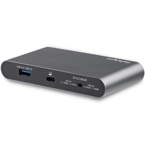 StarTech.com USB-C Dock - 4K Dual Monitor DisplayPort - Mini Laptop Docking Station - 100W Power Delivery Passthrough - GbE, 2-Port USB-A Hub - USB Type-C Multiport Adapter - 1m kabel (DK30C2DAGPD)
