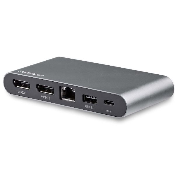 StarTech.com USB-C Dock - 4K Dual Monitor DisplayPort - Mini Laptop Docking Station - 100W Power Delivery Passthrough - GbE, 2-Port USB-A Hub - USB Type-C Multiport Adapter - 1m kabel (DK30C2DAGPD)