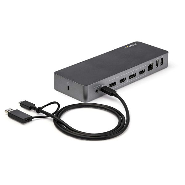 StarTech.com USB-C & USB-A Dock, Hybride Universeel Laptop Docking Station met Dual Monitor 4K60Hz HDMI & DisplayPort, USB 3.1 Gen 1 Hub, GbE, 60W Power Delivery, Windows, Mac & Chrome (DK30C2DPPDUE)