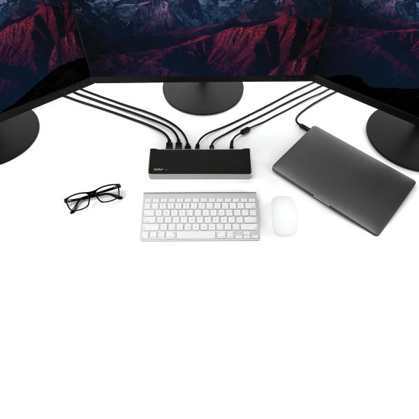 StarTech.com USB-C Dock, Triple 4K Monitor Laptop Docking Station met Dual DisplayPort & HDMI, 100W Power Delivery, USB-C, 4x USB-A Hub, USB 3.1 Gen 1 Type-C Dock, Windows & Mac (DK30CH2DEPUE)
