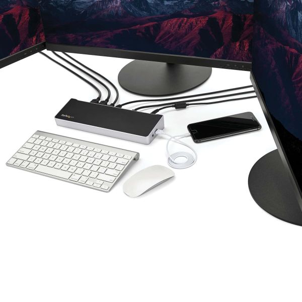 StarTech.com 4K USB-C Dock, Triple UHD 4K Monitor Docking Station, Mac & Windows, USB C to HDMI & DisplayPort, 100W Power Delivery, 5x USB 5Gbps Hub (DK30CH2DEPUE)