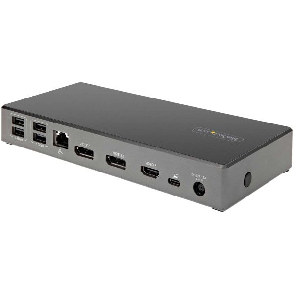 StarTech.com USB C Dock - Triple 4K Monitor USB Type-C Docking Station - 100W Power Delivery - DP 1.4 Alt Mode & DSC, 2x DisplayPort 1.4/HDMI 2.0 - 6xUSB (2x 10Gbps) - Windows/Chrome (DK31C2DHSPDUE)