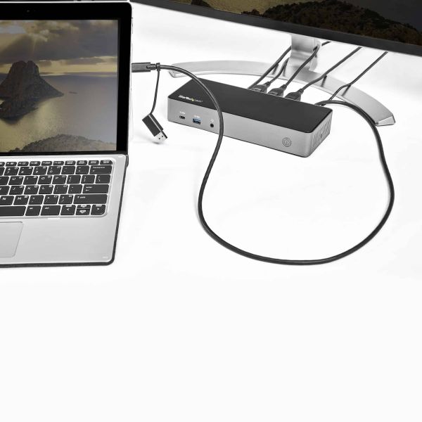StarTech.com USB-C & USB-A Dock - Hybride Universeel Triple Monitor Laptop Docking Station DisplayPort & HDMI 4K 60Hz - 85W Power Delivery, 6x USB Hub, GbE, Audio - USB 3.1 Gen 2 10Gbps (DK31C3HDPDUE)