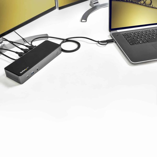 StarTech.com USB-C & USB-A Dock - Hybride Universeel Triple Monitor Laptop Docking Station DisplayPort & HDMI 4K 60Hz - 85W Power Delivery, 6x USB Hub, GbE, Audio - USB 3.1 Gen 2 10Gbps (DK31C3HDPDUE)