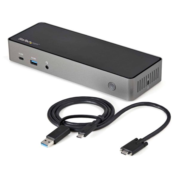 StarTech.com USB-C & USB-A Dock - Hybride Universeel Triple Monitor Laptop Docking Station DisplayPort & HDMI 4K 60Hz - 85W Power Delivery, 6x USB Hub, GbE, Audio - USB 3.1 Gen 2 10Gbps (DK31C3HDPDUE) StarTech.com USB-C & USB-A Dock - Hybride Universeel Triple Monitor Laptop Docking Station DisplayPort & HDMI 4K 60Hz - 85W Power Delivery, 6x USB Hub, GbE, Audio - USB 3.1 Gen 2 10Gbps (DK31C3HDPDUE)