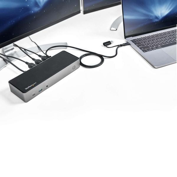StarTech.com USB-C & USB-A Dock - Hybride Universeel Triple Monitor Laptop Docking Station DisplayPort & HDMI 4K 60Hz - 85W Power Delivery, 6x USB Hub, GbE, Audio - USB 3.1 Gen 2 10Gbps (DK31C3HDPDUE)
