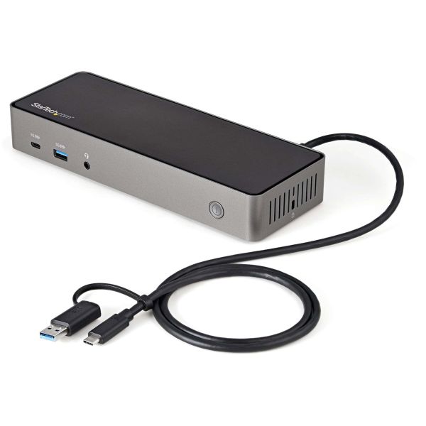 StarTech.com USB-C & USB-A Dock - Hybride Universeel Triple Monitor Laptop Docking Station DisplayPort & HDMI 4K 60Hz - 85W Power Delivery, 6x USB Hub, GbE, Audio - USB 3.1 Gen 2 10Gbps (DK31C3HDPDUE)
