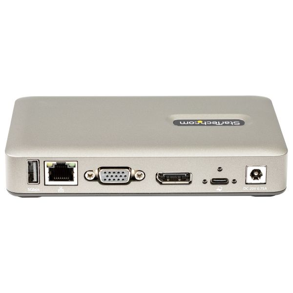 StarTech.com USB C Dock, USB-C naar DisplayPort 4K 30Hz of VGA, 65W USB Power Delivery Lader, 4 Port USB 3.1 Gen 1 Hub, Universele USB-C Laptop Docking Station met Ethernet