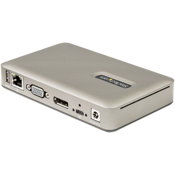 StarTech.com USB C Dock, USB-C naar DisplayPort 4K 30Hz of VGA, 65W USB Power Delivery Lader, 4 Port USB 3.1 Gen 1 Hub, Universele USB-C Laptop Docking Station met Ethernet