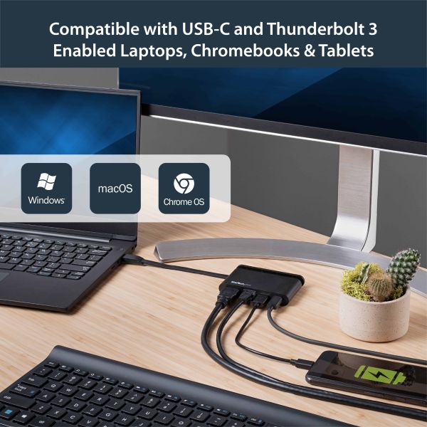StarTech.com USB-C Multiport Adapter - Mini USB-C Dock met 4K HDMI - 100W PD 3.0 Pass-Through, 1x USB-A, 1x USB-C, GbE - Thunderbolt 3 & USB Type-C Laptop Travel Dock - Mac & Windows (DKT30CHCPD)