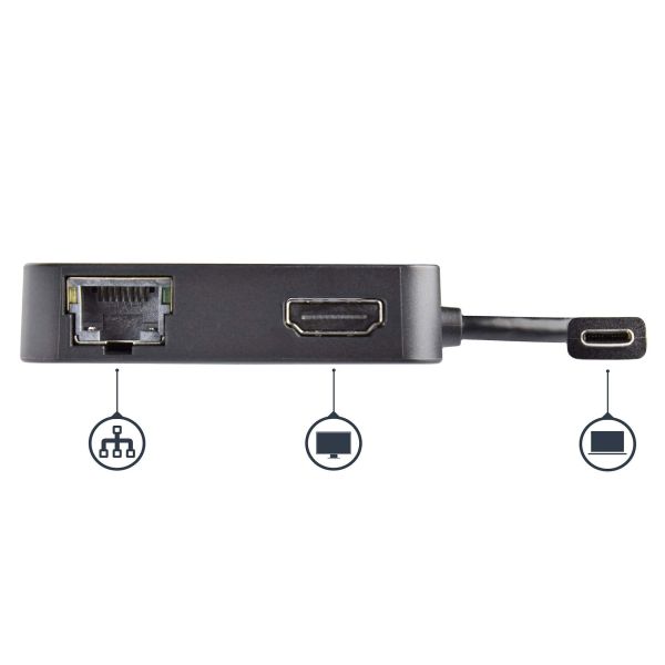 StarTech.com USB C Multiport Adapter, USB-C Travel Dock met 4K HDMI Video, Gigabit Ethernet, USB 3.0 Hub (1x USB-A 1x USB-C), USB Type-C Mini Laptop Docking Station, Thunderbolt 3 Compatibel (DKT30CHD)