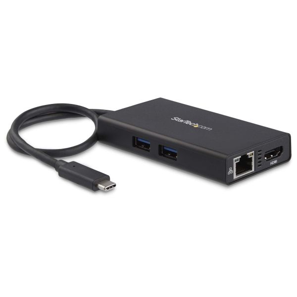 StarTech.com USB-C Multiport Adapter, USB-C Travel Dock met 4K HDMI, 60W Power Delivery Passthrough, GbE, 2pt USB-A 3.0 Hub, USB Type-C Mini Laptop Docking Station, Thunderbolt 3 Compatibel (DKT30CHPD)