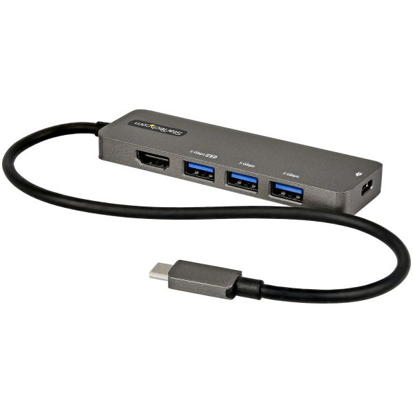 StarTech.com USB C Multiport Adapter - USB-C naar HDMI 2.0b 4K 60Hz (HDR10), 100W Power Delivery Pass-Through, 4-Port USB 3.0 Hub - USB Type-C Mini Dock - 30cm Vaste Kabel (DKT30CHPD3) StarTech.com USB C Multiport Adapter - USB-C naar HDMI 2.0b 4K 60Hz (HDR10), 100W Power Delivery Pass-Through, 4-Port USB 3.0 Hub - USB Type-C Mini Dock - 30cm Vaste Kabel (DKT30CHPD3)