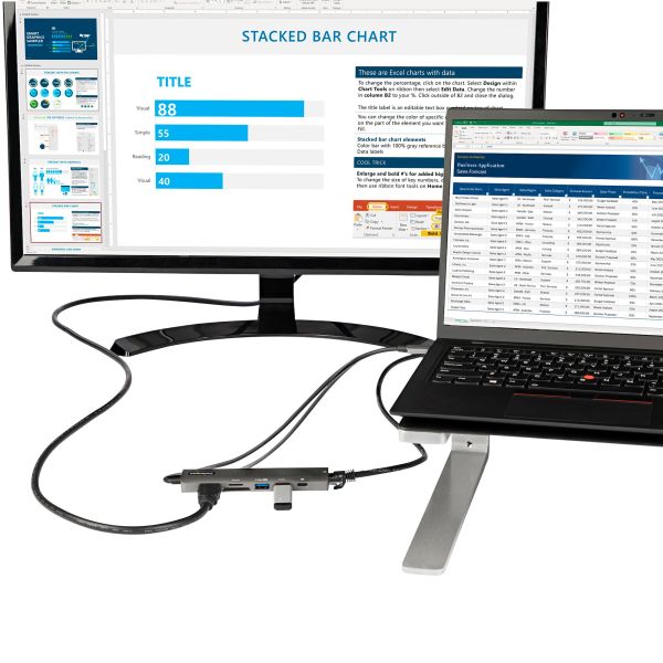 StarTech.com USB C Multiport Adapter - USB-C naar 4K 60Hz HDMI 2.0, 100W Power Delivery Pass-through, SD/MicroSD, 2-Port USB 3.0 Hub, GbE - USB Type-C Mini Dock - Lange (30cm) Kabel (DKT30CHSDPD1)