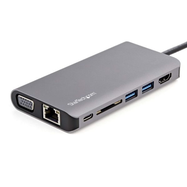 StarTech.com USB-C Multiport Adapter - USB-C Travel Dock met 4K HDMI of 1080p VGA - 3x USB 3.0 Hub, SD, GbE, Audio, 100W PD Pass-Through - Mini Docking Station voor Laptop/Tablet (DKT30CHVAUSP)