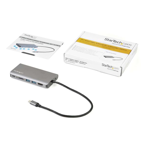 StarTech.com USB-C Multiport Adapter - USB-C Travel Dock met 4K HDMI of 1080p VGA - 3x USB 3.0 Hub, SD, GbE, Audio, 100W PD Pass-Through - Mini Docking Station voor Laptop/Tablet (DKT30CHVAUSP)