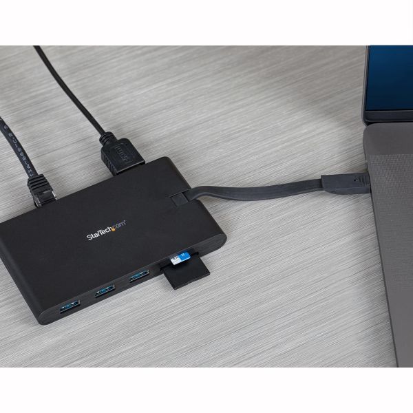 StarTech.com USB-C Multiport Adapter - USB Type-C 8-in-1 Mini Dock met HDMI 4K of VGA 1080p - 100W Power Delivery Passthrough, 3-Port USB 3.0 Hub, GbE, SD & MicroSD - Laptop Travel Dock (DKT30CHVSCPD)