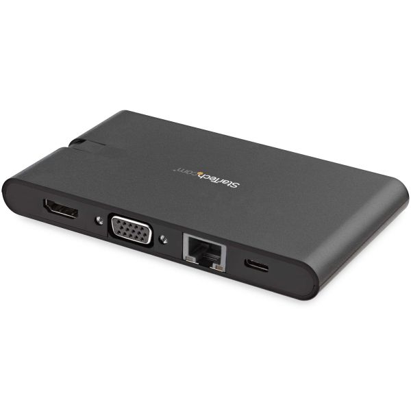 StarTech.com USB-C Multiport Adapter - USB Type-C 8-in-1 Mini Dock met HDMI 4K of VGA 1080p - 100W Power Delivery Passthrough, 3-Port USB 3.0 Hub, GbE, SD & MicroSD - Laptop Travel Dock (DKT30CHVSCPD)