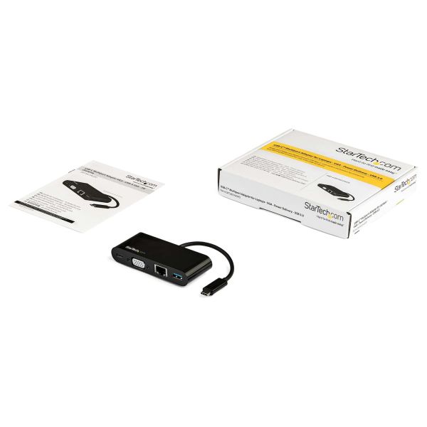 StarTech.com USB-C Multiport Adapter - Mini USB-C Dock met Single Monitor VGA 1080p Video - 60W Power Delivery Passthrough - USB 3.1 Gen 1 Type-A 5Gbps, Gigabit Ethernet - Docking Station (DKT30CVAGPD)