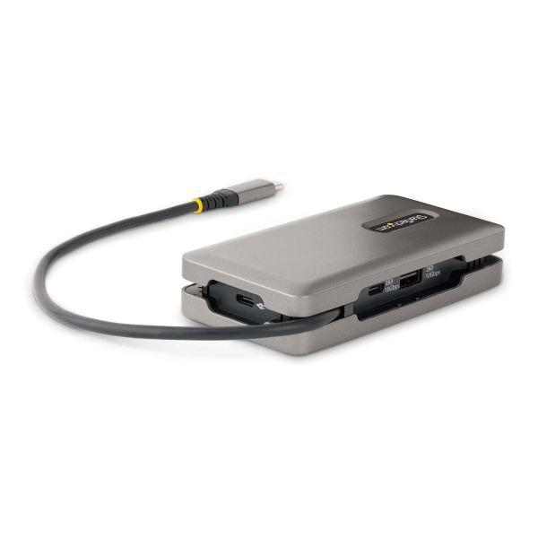 StarTech.com USB-C Multiport Adapter, 4K 60Hz HDMI/DP, 3-Port USB Hub, 100W Power Delivery Pass-Through, GbE, Travel Docking Station met Charging, Mini Dock, 30cm Wrap-Around Kabel