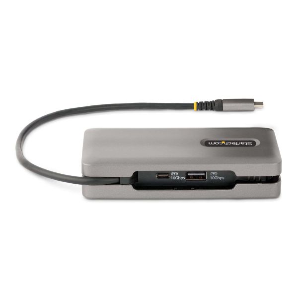 StarTech.com USB-C Multiport Adapter, 4K 60Hz HDMI/DP, 3-Port USB Hub, 100W Power Delivery Pass-Through, GbE, Travel Docking Station met Charging, Mini Dock, 30cm Wrap-Around Kabel