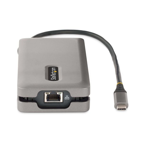 StarTech.com USB-C Multiport Adapter, 4K 60Hz HDMI/DP, 3-Port USB Hub, 100W Power Delivery Pass-Through, GbE, Travel Docking Station met Charging, Mini Dock, 30cm Wrap-Around Kabel