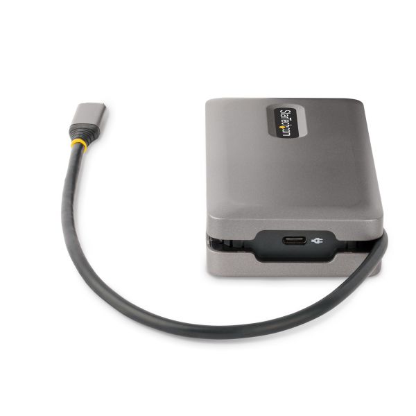 StarTech.com USB-C Multiport Adapter, 4K 60Hz HDMI/DP, 3-Port USB Hub, 100W Power Delivery Pass-Through, GbE, Travel Docking Station met Charging, Mini Dock, 30cm Wrap-Around Kabel (DKT31CDHPD3)