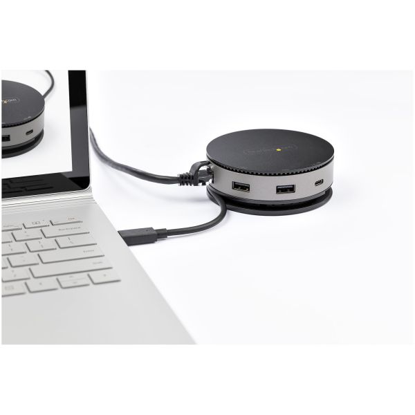 StarTech.com USB-C Multiport Adapter - USB 3.1 Gen 2 10Gbps Type-C Mini Dock met 4K 60Hz HDMI/DisplayPort of 1080p VGA - 75W PD Passthrough, 3-Port USB Hub, GbE - Travel Dock (DKT31CHDVCM)