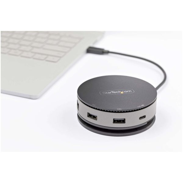 StarTech.com USB-C Multiport Adapter - USB 3.1 Gen 2 10Gbps Type-C Mini Dock met 4K 60Hz HDMI/DisplayPort of 1080p VGA - 75W PD Passthrough, 3-Port USB Hub, GbE - Travel Dock (DKT31CHDVCM)