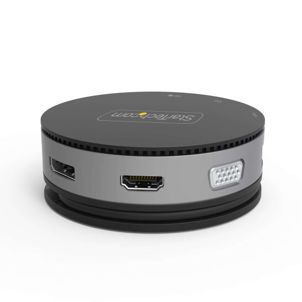 StarTech.com USB-C Multiport Adapter - USB 3.1 Gen 2 10Gbps Type-C Mini Dock met 4K 60Hz HDMI/DisplayPort of 1080p VGA - 75W PD Passthrough, 3-Port USB Hub, GbE - Travel Dock (DKT31CHDVCM)