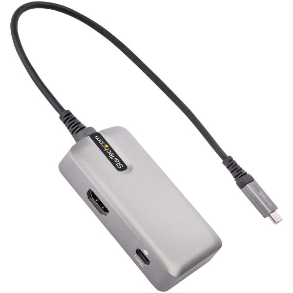 StarTech.com USB C Multiport Adapter, USB Type-C naar 4K 60Hz HDMI 2.0, 100W Power Delivery Pass-through, 3-Port 10Gbps USB Hub, Compacte USB C Mini Dock, 25cm Kabel (DKT31CHPD3)
