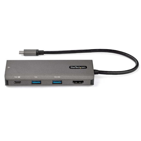 StarTech.com USB-C Multiport Adapter - 10Gbps USB Type-C Mini Dock met 4K 30Hz HDMI - 100W Power Delivery Passthrough - 3-Port USB Hub, GbE - USB 3.1/3.2 Gen 2 Laptop Dock - 25 cm Cable