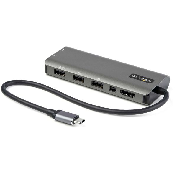 StarTech.com USB C Multiport Adapter - USB-C naar HDMI or Mini DisplayPort 4K 60Hz, 100W Power Delivery Pass-Through, 4-Port 10Gbps USB Hub - USB Type-C Mini Dock - 30cm Vaste Kabel (DKT31CMDPHPD)