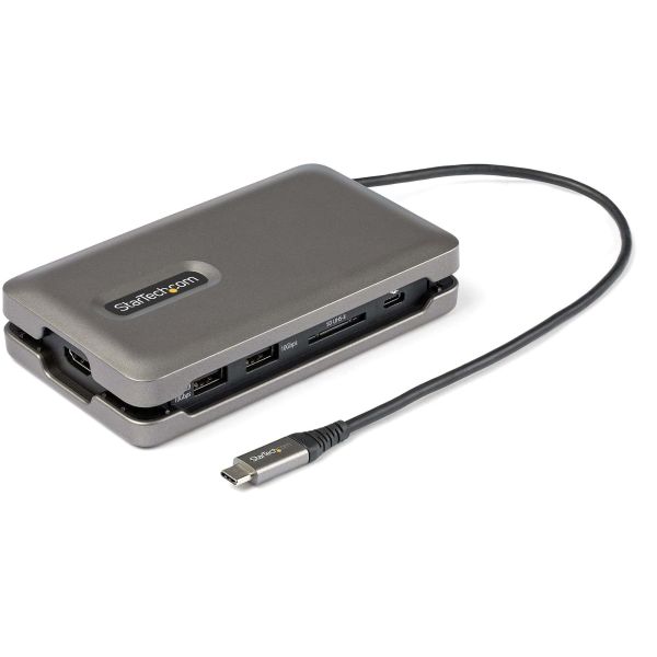 StarTech.com USB C Multiport Adapter, USB C naar 4K 60Hz HDMI 2.0, 2-Port 10Gbps USB Hub, 100W Power Delivery Pass-through, GbE, SD/MicroSD, USB Type-C Mini Dock, 25.4cm Kabel (DKT31CSDHPD3)