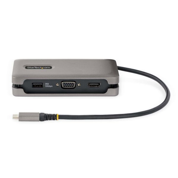 StarTech.com USB-C Multiport Adapter, 4K 60Hz HDMI/VGA, 3-Port USB Hub, 100W Power Delivery Pass-Through, GbE, Travel Docking Station met Charging, Mini Dock, 30cm Wrap-Around Kabel