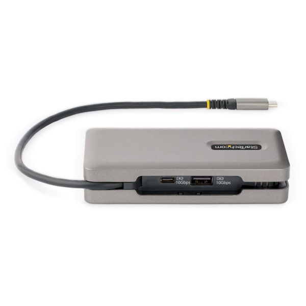 StarTech.com USB-C Multiport Adapter, 4K 60Hz HDMI/VGA, 3-Port USB Hub, 100W Power Delivery Pass-Through, GbE, Travel Docking Station met Charging, Mini Dock, 30cm Wrap-Around Kabel