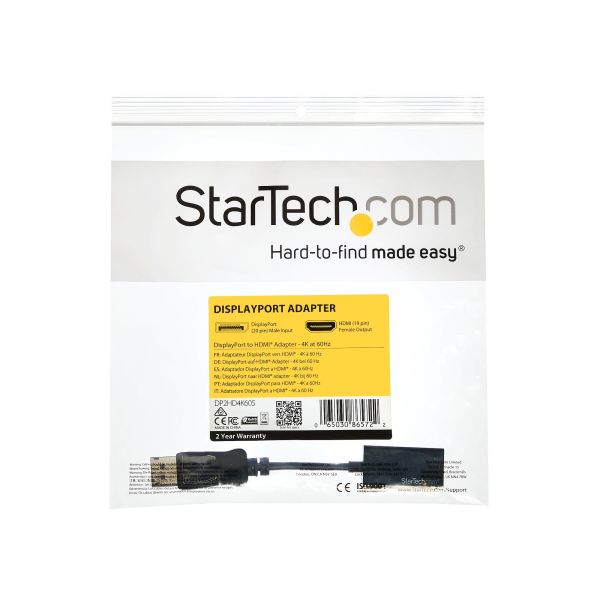 StarTech.com DisplayPort naar HDMI adapter UHD 4K 60Hz (DP2HD4K60S)