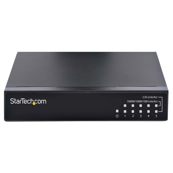 StarTech.com Unmanaged 2.5G Switch - 5 Port Gigabit Switch - 2.5GBASE-T Unmanaged Ethernet Switch - Ethernet Splitter - Din Rail of Wandmonteerbaar - Multi-Gigabit - Auto-MDIX - 9K Jumbo (DS52000)