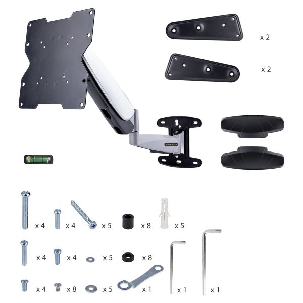 StarTech.com Wandmonteerbare VESA TV arm, Verstelbare Full Motion TV Muurbeugel voor 23"-55" Schermen, Compacte Monitor Arm, 30kg Draagvermogen, Uitschuifbare/Kantelbare/Zwenkbare VESA Wandbeugel (FHA-TV-WALL-MOUNT)