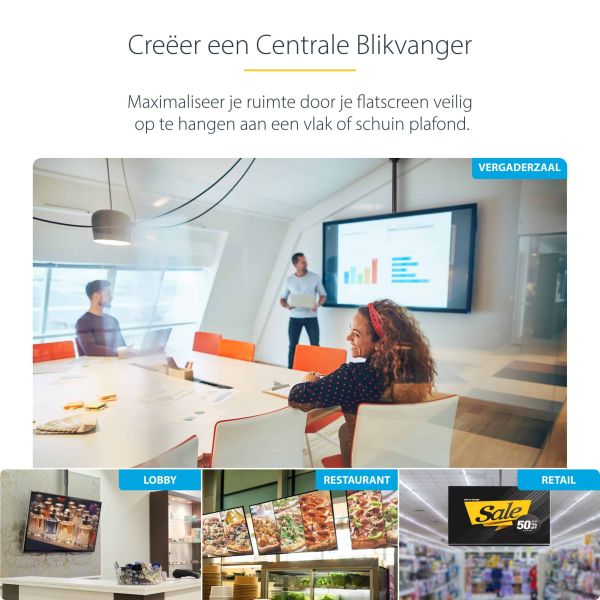 StarTech.com TV Plafondbeugel, Full-Motion Universele Ophangbeugel, Hangende VESA Beugel voor Single 32”-75" TVs / Displays, Kantelen/Zwenken, In hoogte verstelbare telescopische paal (FLATPNLCEIL)  StarTech.com TV Plafondbeugel, Full-Motion Universele Ophangbeugel, Hangende VESA Beugel voor Single 32”-75" TVs / Displays, Kantelen/Zwenken, In hoogte verstelbare telescopische paal (FLATPNLCEIL)