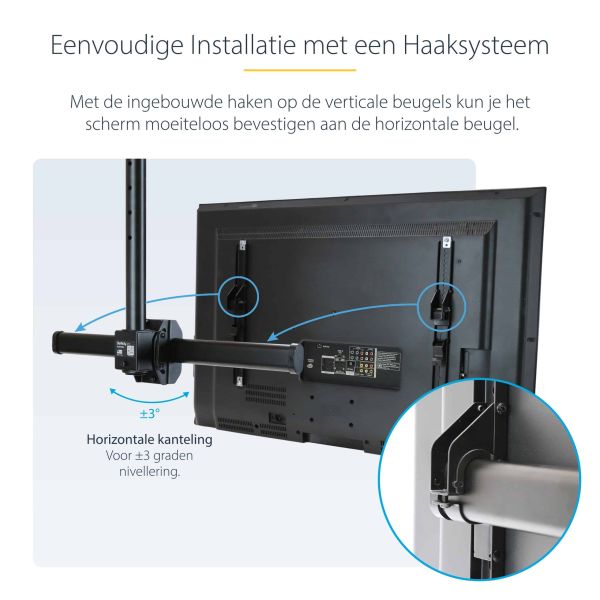 StarTech.com TV Plafondbeugel, Full-Motion Universele Ophangbeugel, Hangende VESA Beugel voor Single 32”-75" TVs / Displays, Kantelen/Zwenken, In hoogte verstelbare telescopische paal (FLATPNLCEIL)  StarTech.com TV Plafondbeugel, Full-Motion Universele Ophangbeugel, Hangende VESA Beugel voor Single 32”-75" TVs / Displays, Kantelen/Zwenken, In hoogte verstelbare telescopische paal (FLATPNLCEIL)