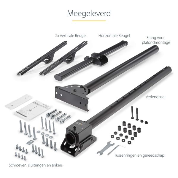 StarTech.com TV Plafondbeugel, Full-Motion Universele Ophangbeugel, Hangende VESA Beugel voor Single 32”-75" TVs / Displays, Kantelen/Zwenken, In hoogte verstelbare telescopische paal (FLATPNLCEIL)  StarTech.com TV Plafondbeugel, Full-Motion Universele Ophangbeugel, Hangende VESA Beugel voor Single 32”-75" TVs / Displays, Kantelen/Zwenken, In hoogte verstelbare telescopische paal (FLATPNLCEIL)