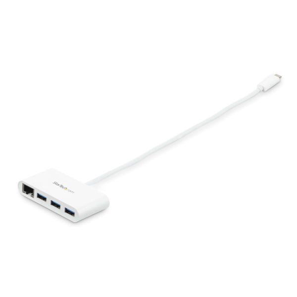 StarTech.com 3-poorts USB 3.0 Hub met Gigabit Ethernet - 5Gbps - USB-C - wit (HB30C3A1GEA)
